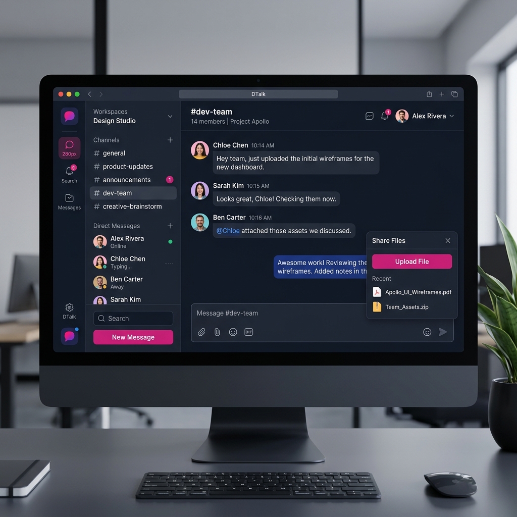 DTalk Desktop Chat Dashboard UI